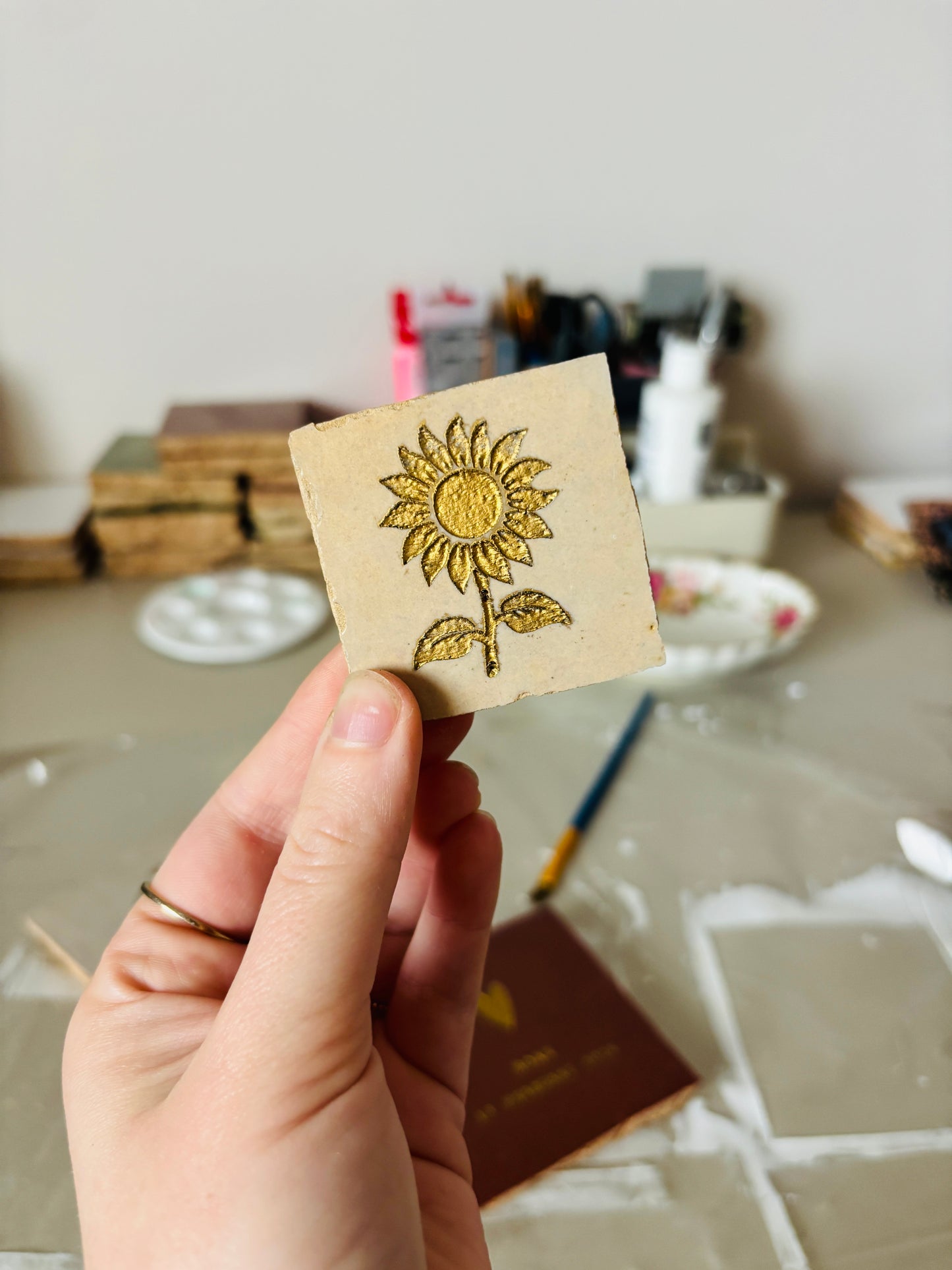Zonnebloem - Mini tegeltje